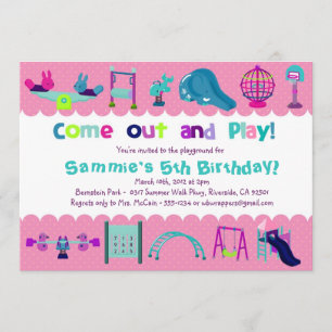 PINK - AIRE DE JEUX - Invitations de fête d'annive