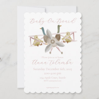 Pink Airplane Baby Shower Invitation