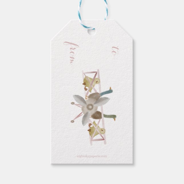 Pink Airplane Gift Tag  Geschenkanhänger (Vorderseite)