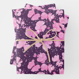 Pink Akrylic Paint Blume Petals Geschenkpapier Set