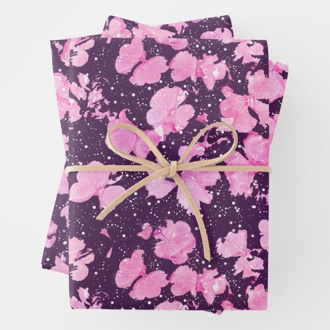 Pink Akrylic Paint Blume Petals Geschenkpapier Set (Beispiel)