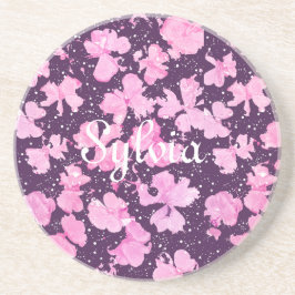 Pink Akrylic Paint Blume Petals Getränkeuntersetzer