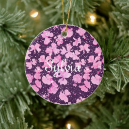 Pink Akrylic Paint Blume Petals Keramik Ornament