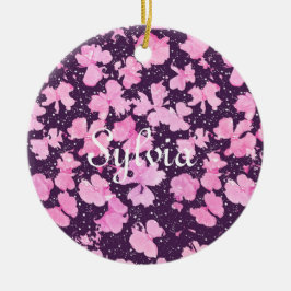 Pink Akrylic Paint Blume Petals Keramik Ornament
