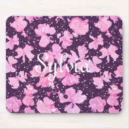 Pink Akrylic Paint Blume Petals Mousepad