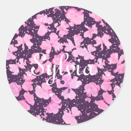 Pink Akrylic Paint Blume Petals Runder Aufkleber