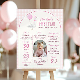 Pink Albern Gänse Erstes Jahr Foto Meilenstein Poster