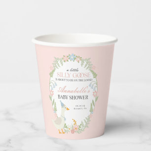 Pink Albern Gänse Floral Gingham Baby Dusche Gefal Pappbecher
