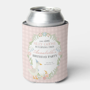Pink Albern Gänse Floral Gingham Birthday Gefallen Dosenkühler