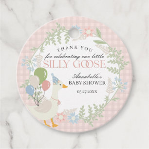 Pink Albern Gänse Gingham Baby Duschfavoriten Geschenkanhänger