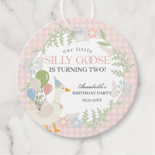 Pink Albern Gänse Gingham Baby Duschfavoriten Geschenkanhänger