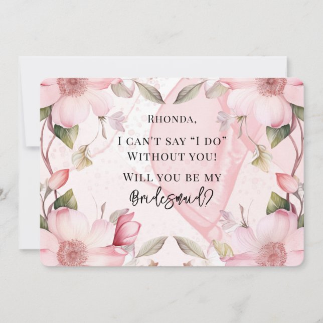 Pink Alkohol Tinte Floral werden Sie meine Brautju Einladung (Vorderseite)