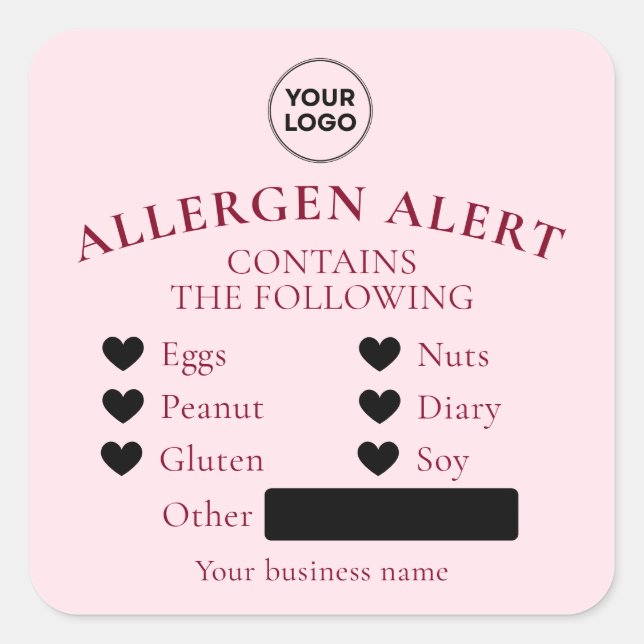Pink Allergie Alert Bakery Cake Food Aufkleber (Vorderseite)