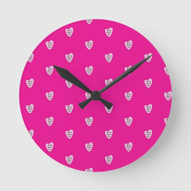 Pink Alles, was Sie brauchen, ist Liebe Uhr (Vorderseite)