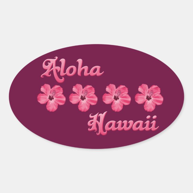Pink Aloha Hawaii Ovaler Aufkleber (Vorderseite)