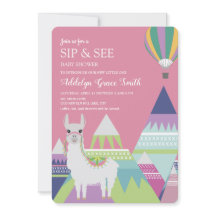 Pink Alpaca Balloon Baby Girl Sip Babydusche