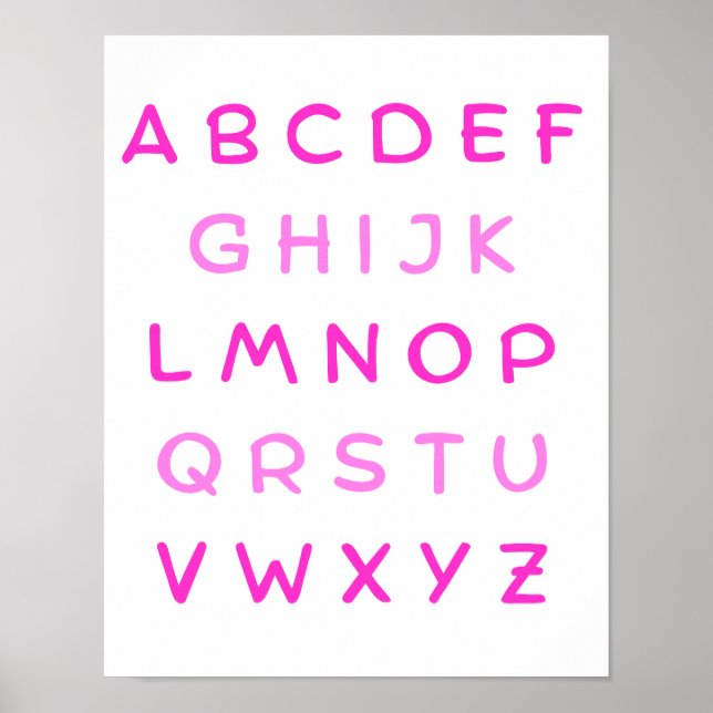 Pink Alphabet Hauptstadt Briefe Lehrer Kinderzimme Poster (Vorne)