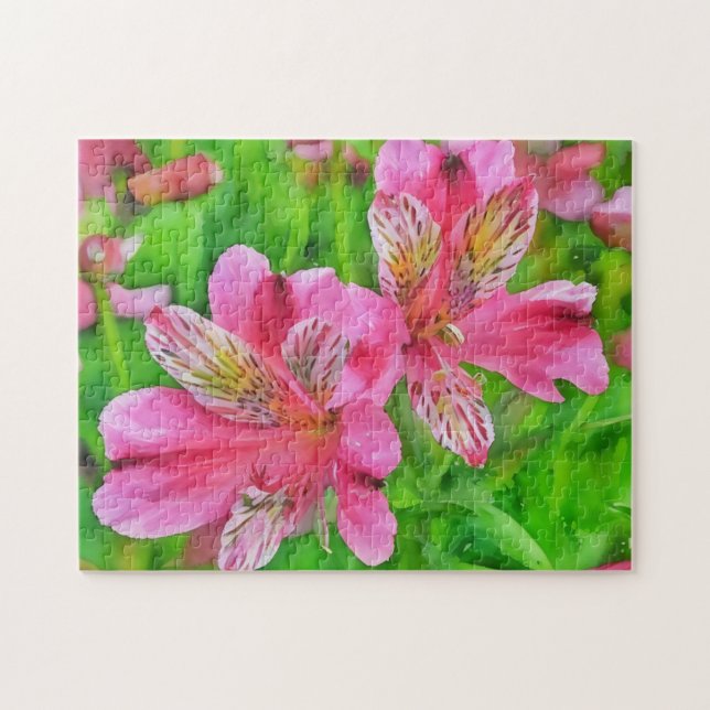 Pink Alstroemeria Lido Blume Aquarell (Horizontal)