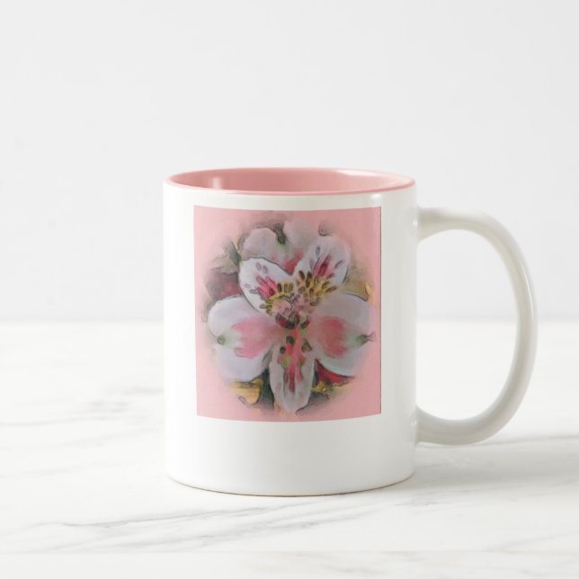 Pink Amaryllis Blume Zweifarbige Tasse (Rechts)