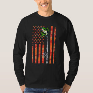 Pink American Flag Fishing Pole Patriotic Rod UF T-Shirt