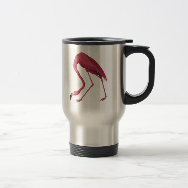 Pink American Flamingo Audubon Bird Vintage Kunst Reisebecher (Rechts)