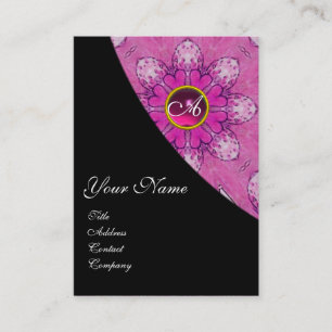 PINK AMETHYST FLORAL MONOGRAM rosa, schwarz, viole Visitenkarte
