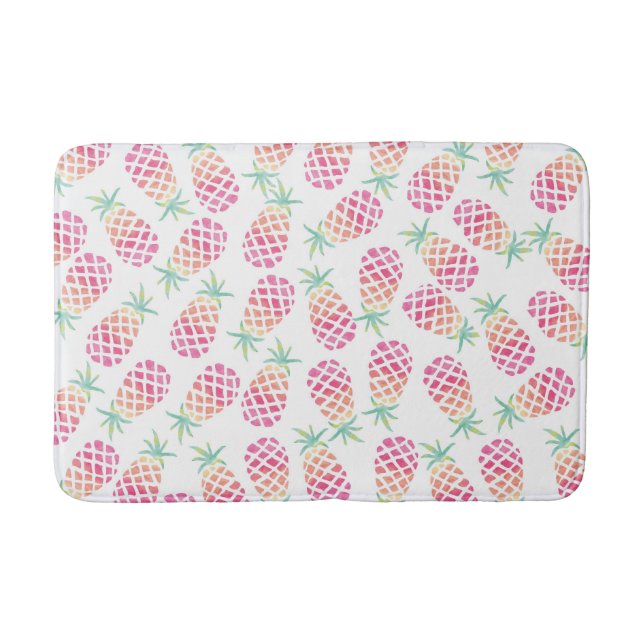 Pink Ananas Wasserfarbbadematte Badematte (Vorderseite)
