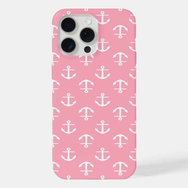 Pink Anchors Pattern iPhone Hülle (Rückseite)