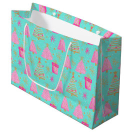 Pink and Aqua Festive Christmas  Große Geschenktüte