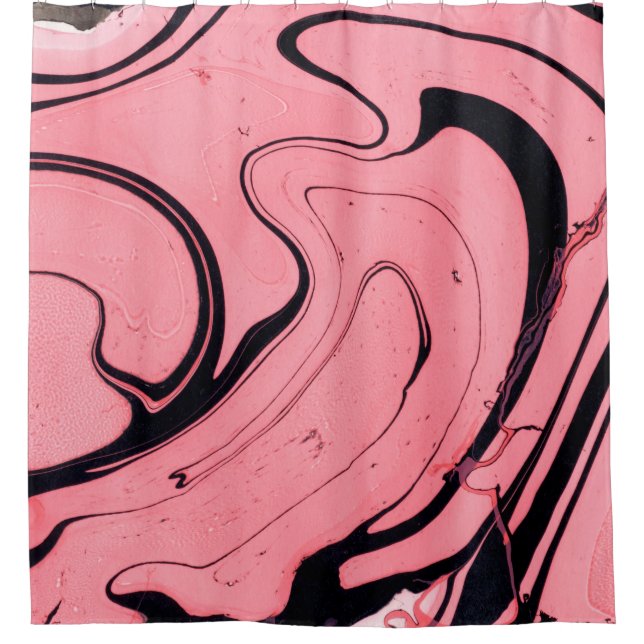 Pink and black marble texture. Hand painted Duschvorhang (Vorderseite)