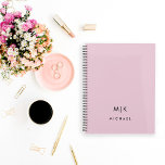 Pink and Black | Modern Monogram Planer<br><div class="desc">This modern planner design features a pink background,  with your initials in bold black text for a look that is simple and chic.</div>