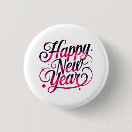Pink and Black New Year 2026 Script Badge Button