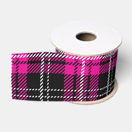 Pink and Black Plaid Tartan Print Ribbon Ripsband