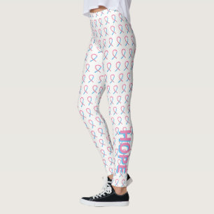 Pink and Blue Awareness Ribbon Art Words Leggings