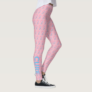Pink and Blue Awareness Ribbon Art Words Leggings