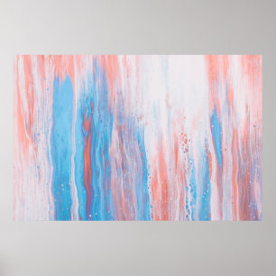 Pink and blue canvas painting poster