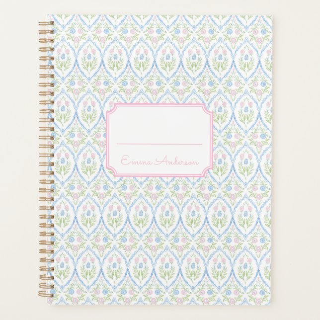 Pink and Blue Floral Grandmillennial Planer (Vorderseite)