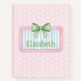 Pink and Blue Frame With Green Gingham Bow Notizbuch