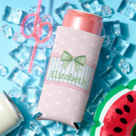 Pink and Blue Frame With Green Gingham Bow Selters Dosenkühler