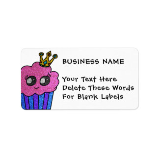 Pink and Blue Gender Reveal Cupcake Business Label Adressaufkleber