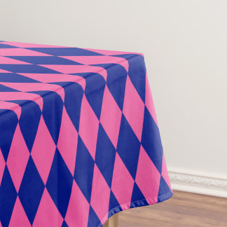 Pink and Blue Harlequin Checkered Design  Tischdecke