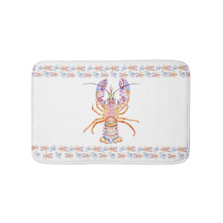 Pink and Blue Lobster Badematte