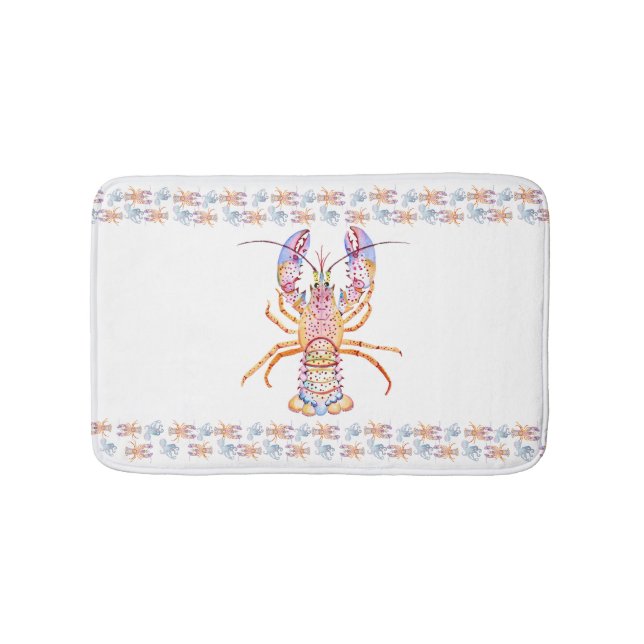 Pink and Blue Lobster Badematte (Vorderseite)