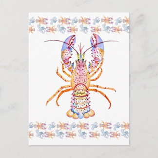 Pink and Blue Lobster Feiertagspostkarte