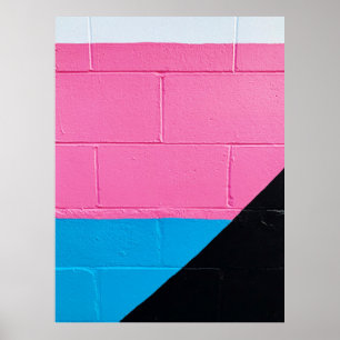 Pink and blue painted wall poster