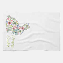 Pink and Blue Wildflower Easter Rabbit Geschirrtuch