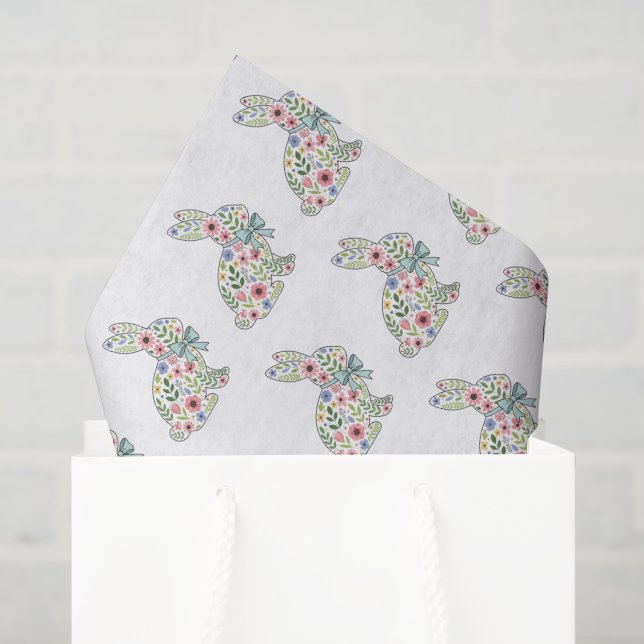 Pink and Blue Wildflower Easter Rabbit Seidenpapier (Geschenktüte)
