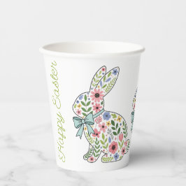 Pink and Blue Wildflower Easter Rabbits Pappbecher