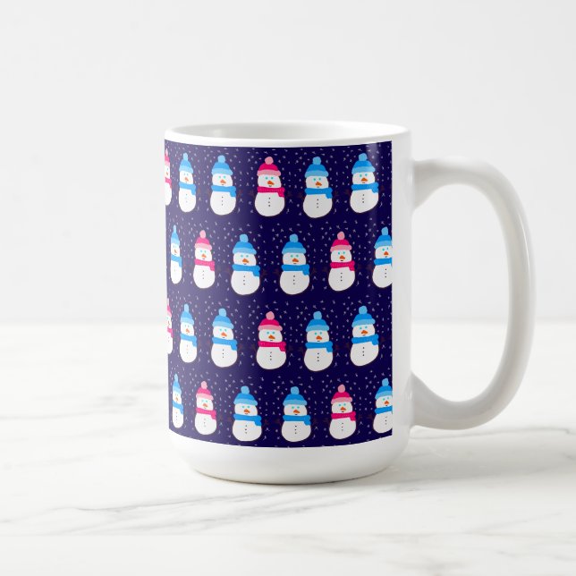 Pink and Blue Winter Snowmen Kaffeetasse (Rechts)