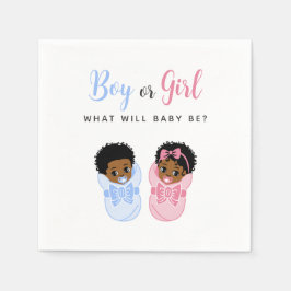 Pink and Blue Wrapped Black Baby Gender Reveal Serviette